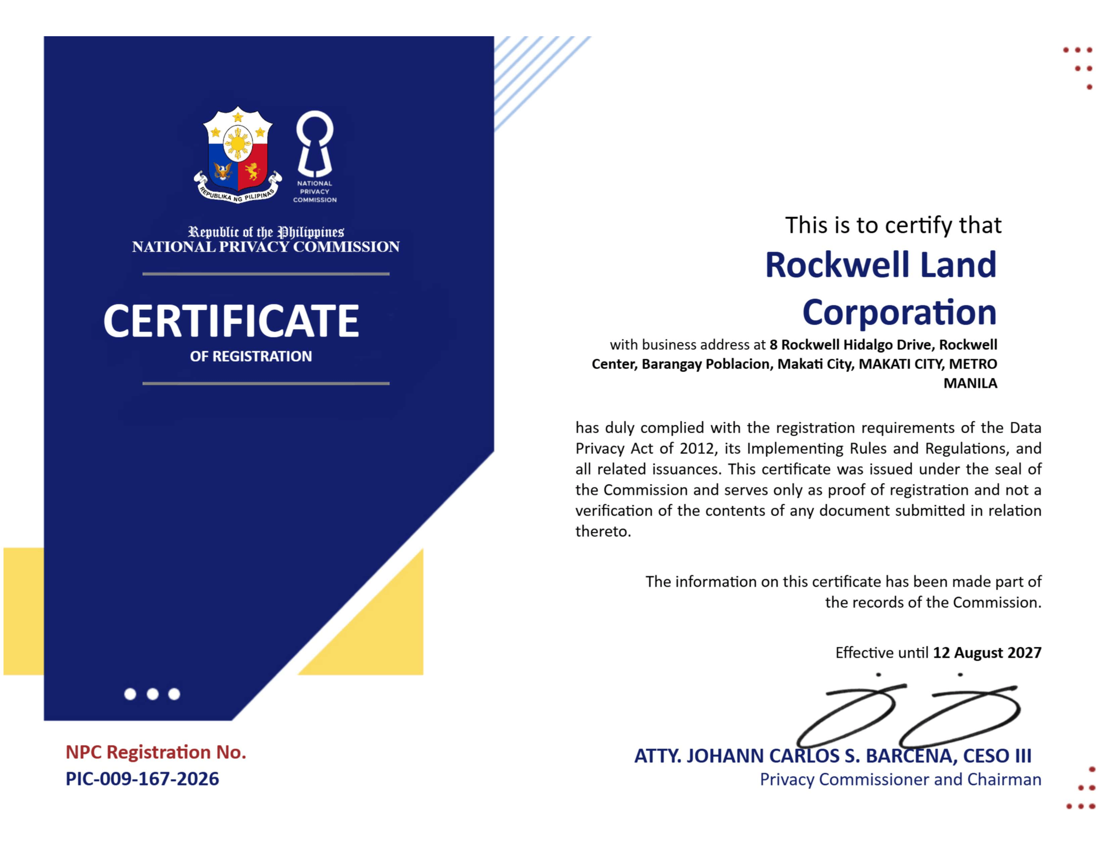 Registration Certificate